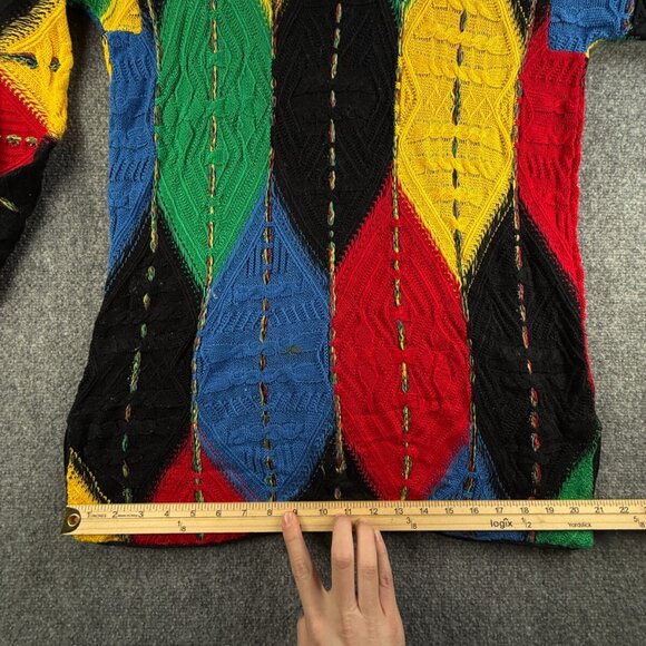 COOGI Australia Women Turtleneck Sweater Intricate Knit Abstract Colorful Medium - Picture 6 of 16